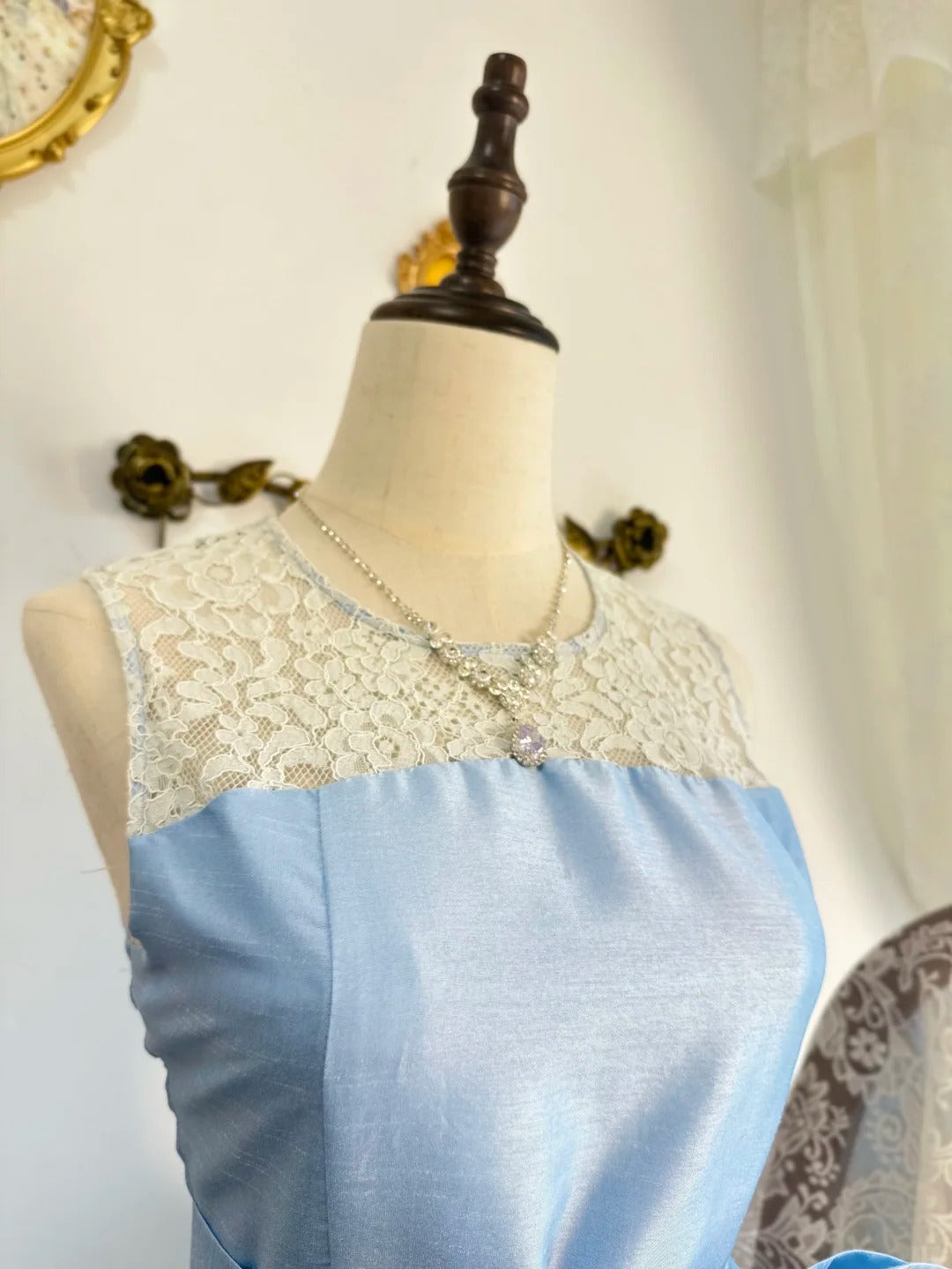 formaldressy-Blue satin vintage short homecoming dress birthday dress gh5215