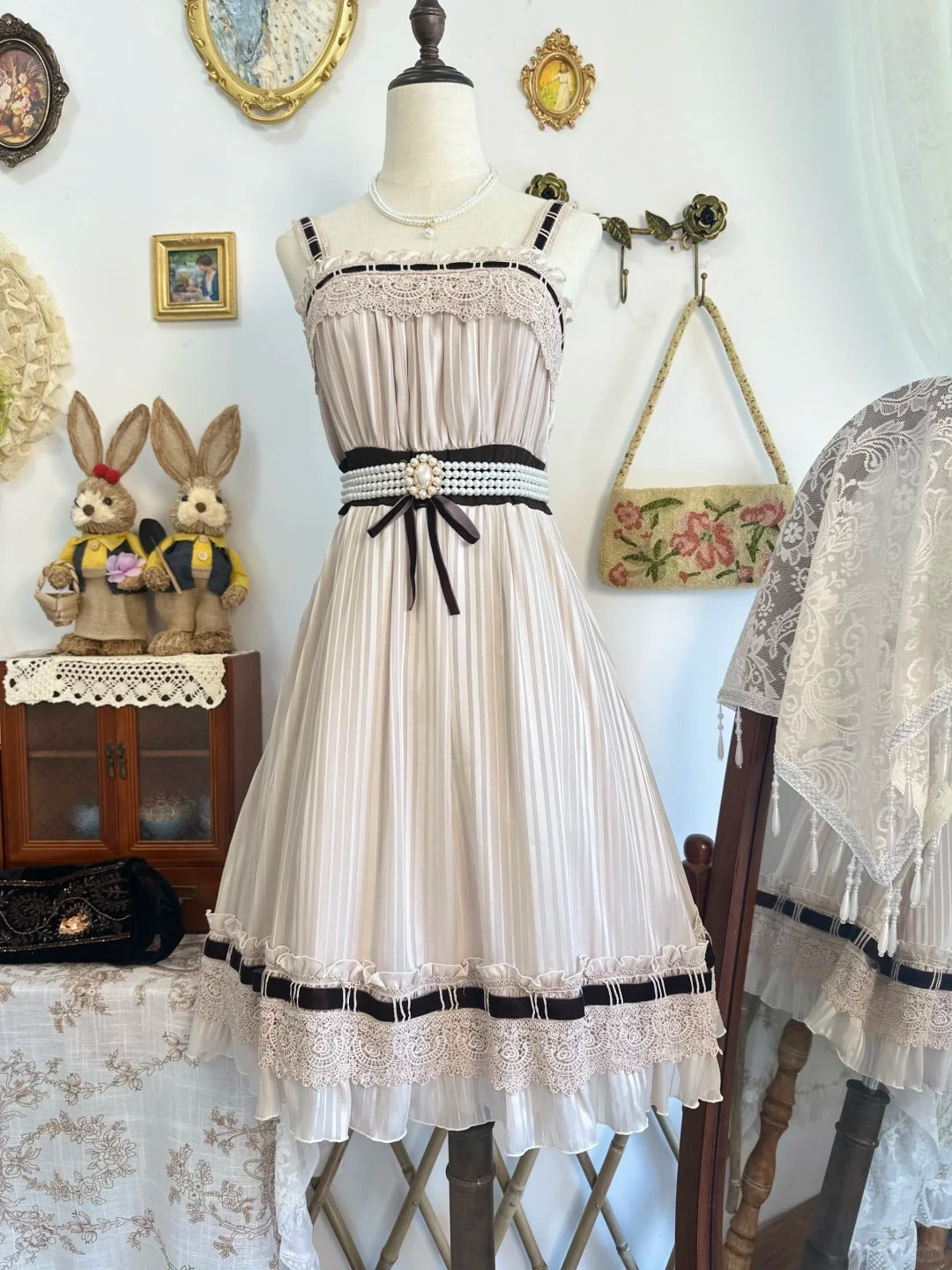 formaldressy-Pink lace vintage short chiffon homecoming dress birthday dress gh5209