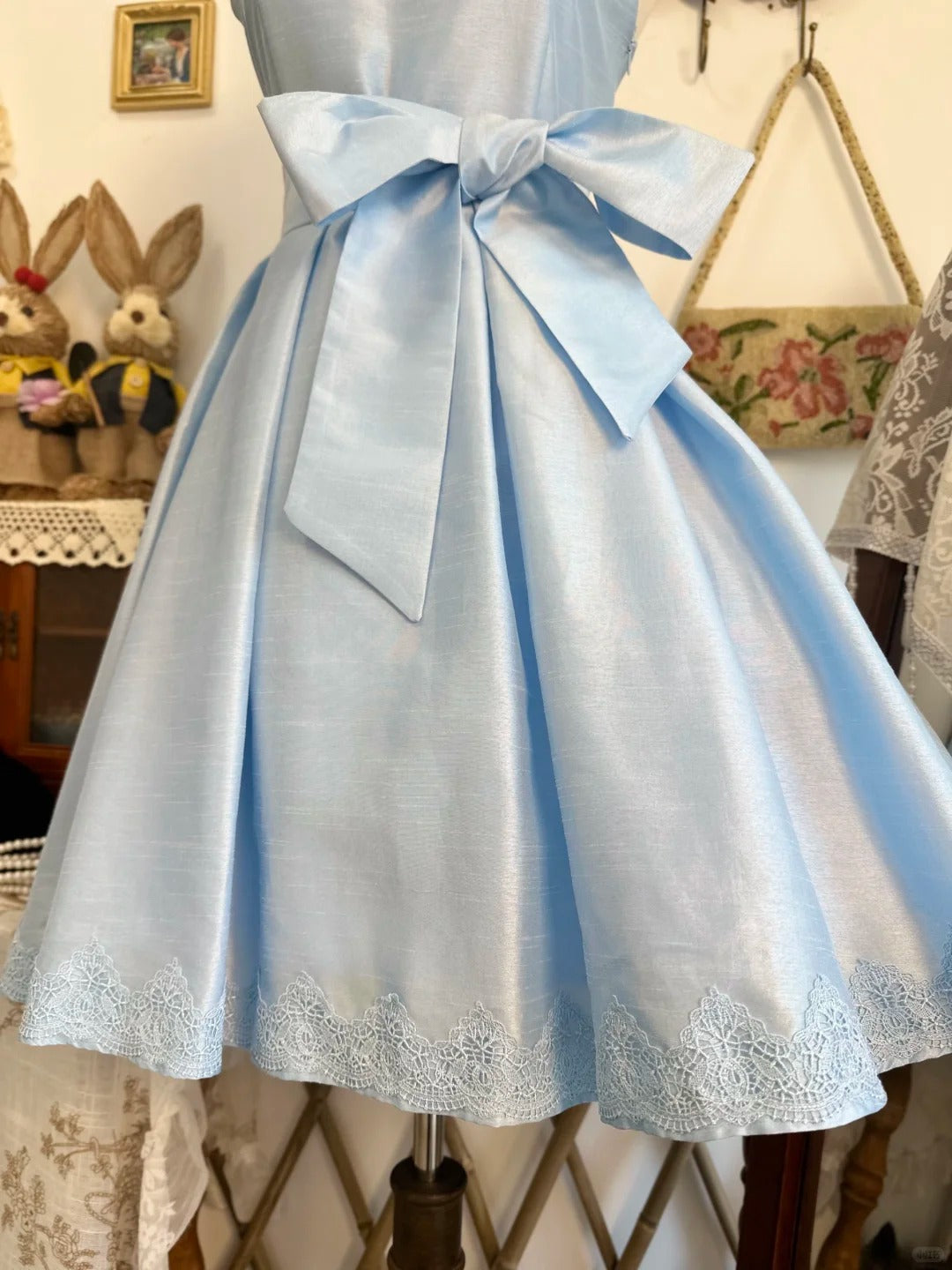 formaldressy-Blue satin vintage short homecoming dress birthday dress gh5215