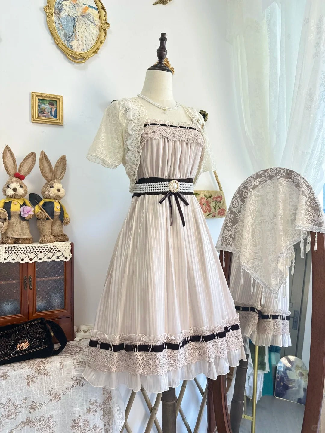 formaldressy-Pink lace vintage short chiffon homecoming dress birthday dress gh5209