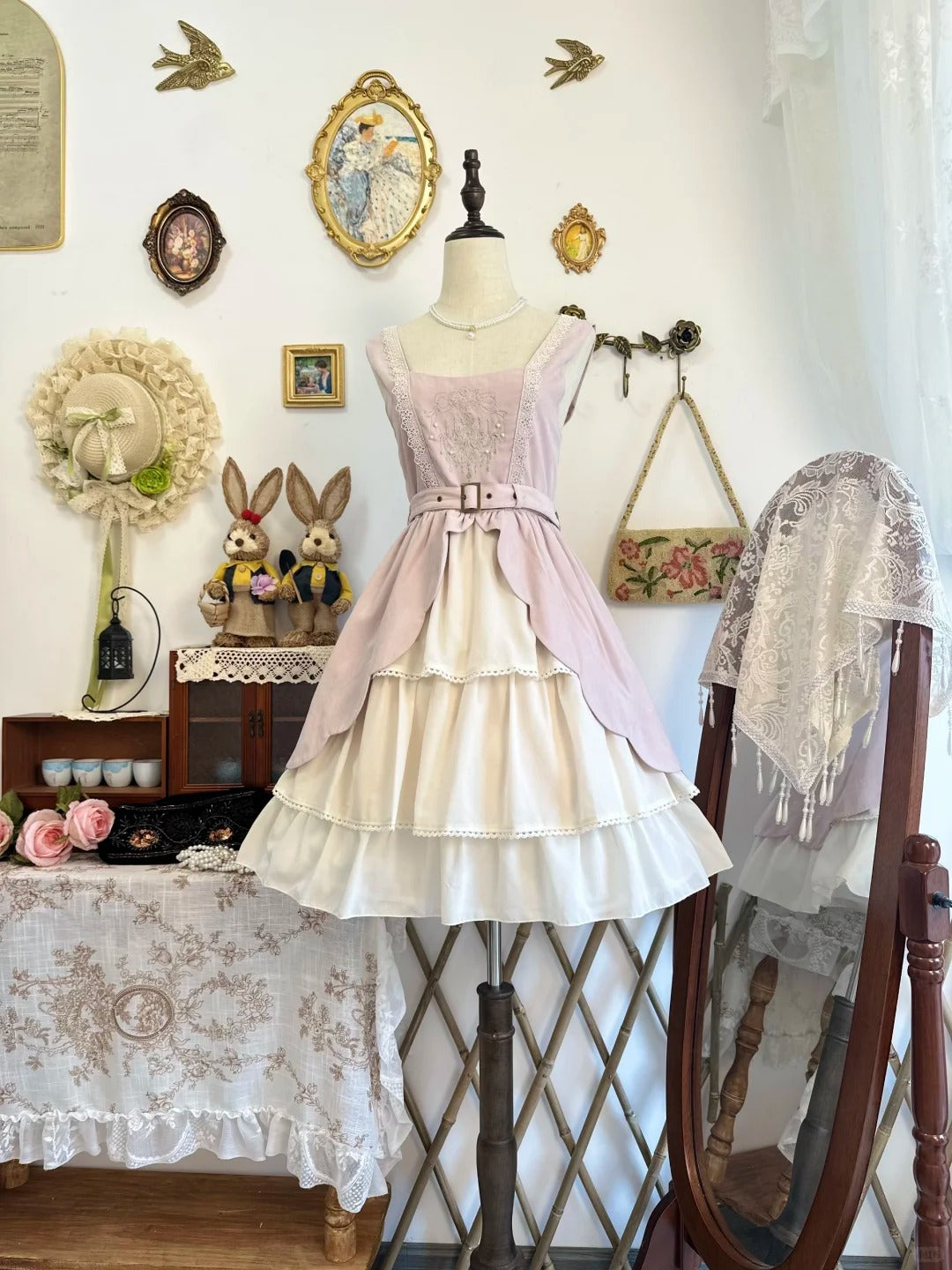formaldressy-Pink ruffled vintage short chiffon homecoming dress birthday dress gh5208