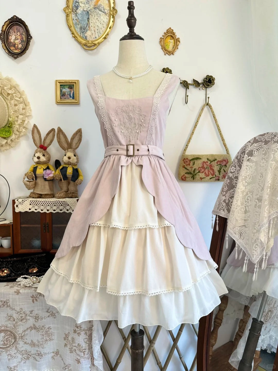 formaldressy-Pink ruffled vintage short chiffon homecoming dress birthday dress gh5208