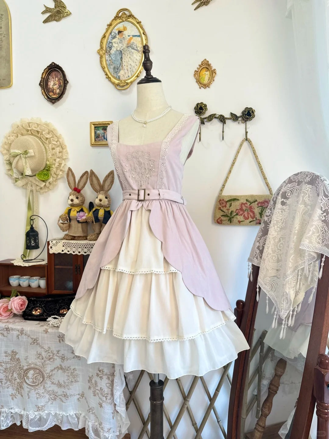 formaldressy-Pink ruffled vintage short chiffon homecoming dress birthday dress gh5208