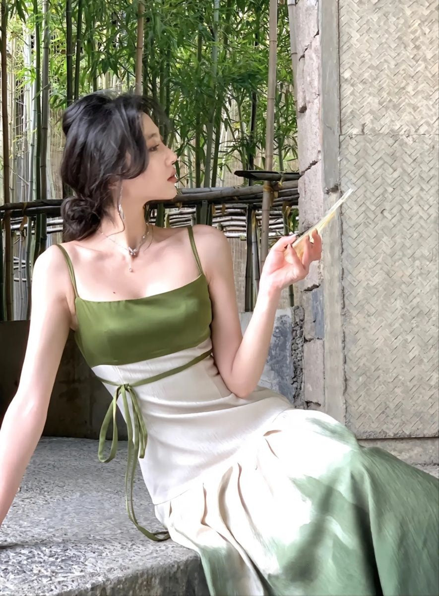 formaldressy-Green gradient fashion long spaghetti strap satin new party dress gh5261