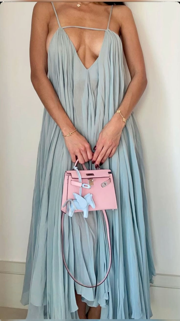 formaldressy-Blue Fashion Simple Sexy Long Chiffon Prom Dress Evening Dress Wedding Guest Party Dress Seaside Holiday Dress gh5250