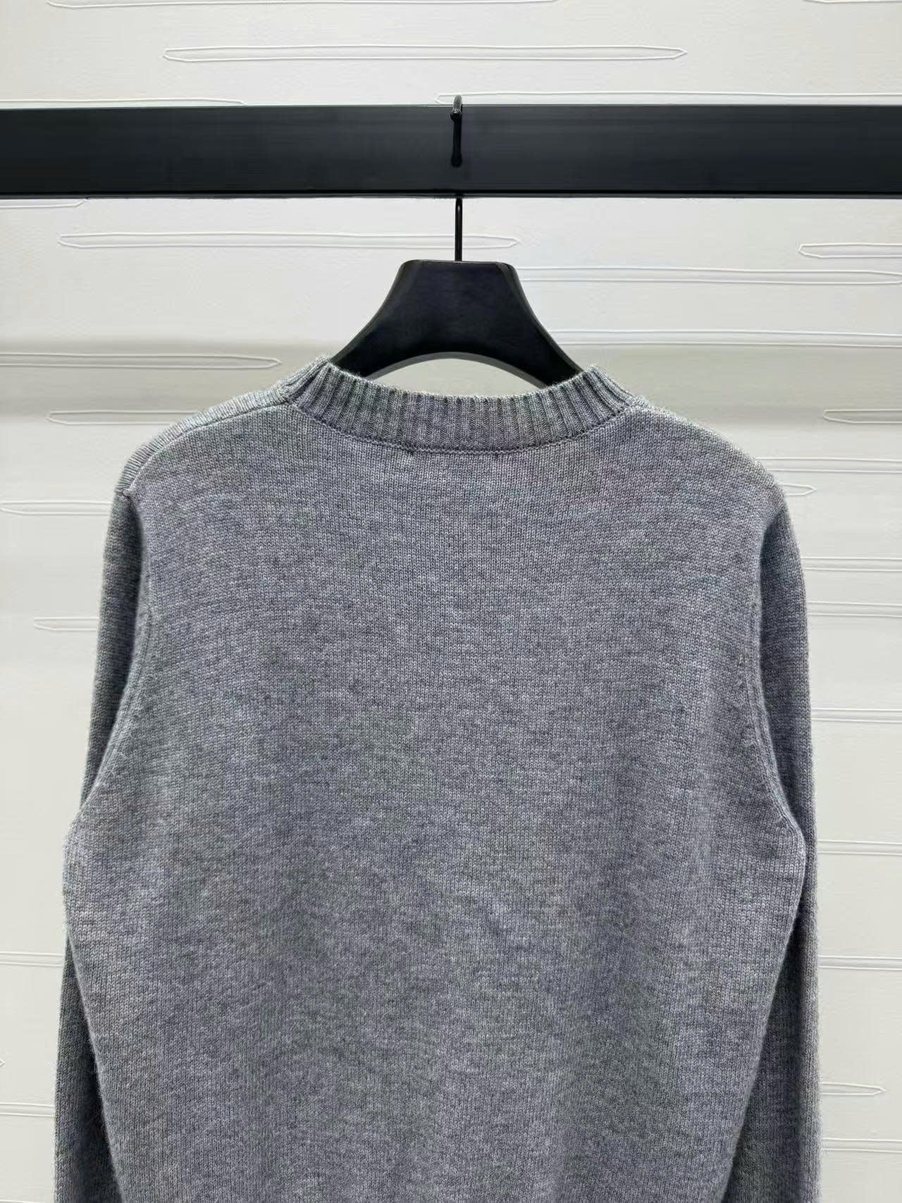 Prad Logo Crew-Neck  Sweater in Natural Wool